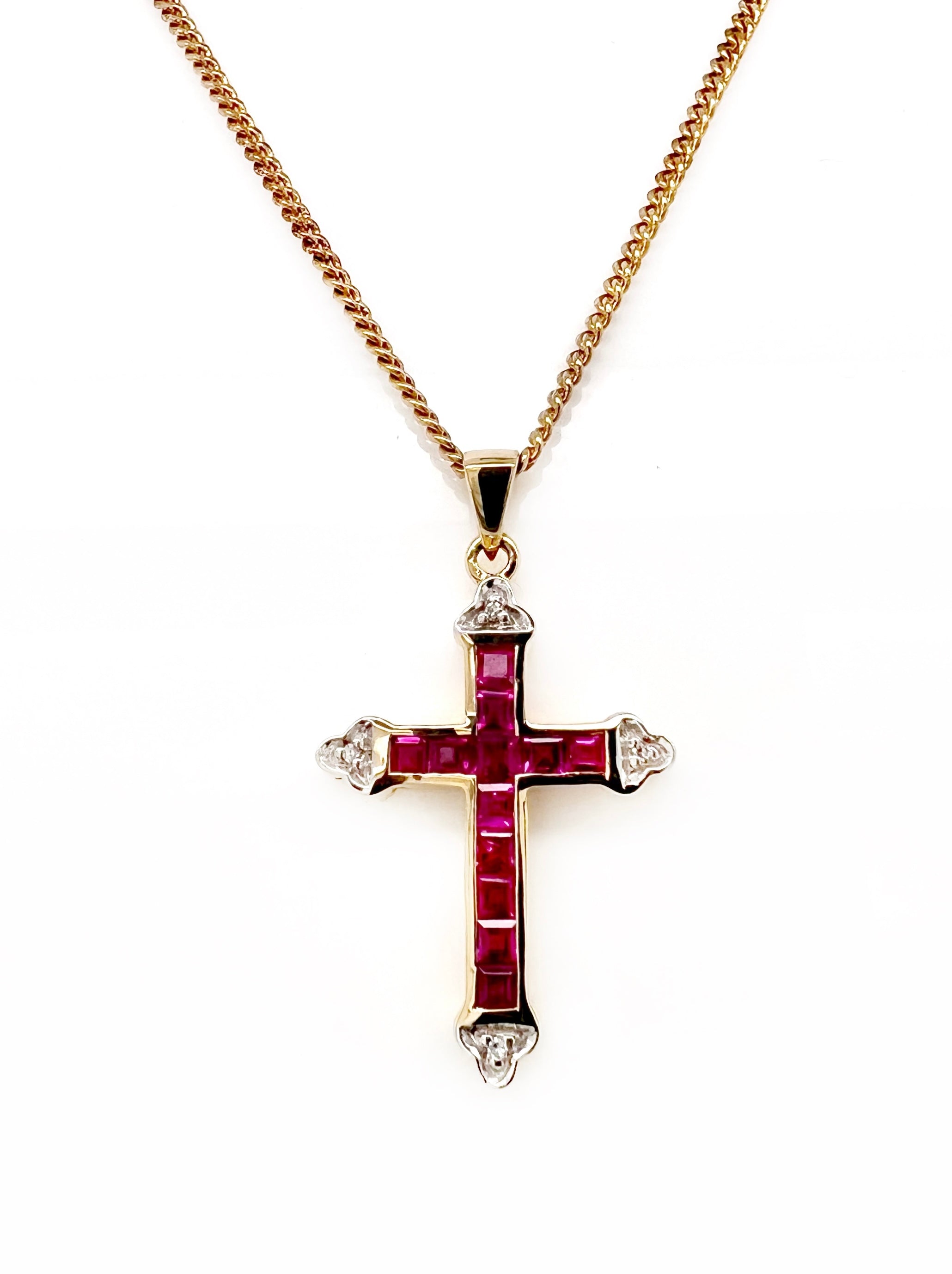 Ruby cross deals pendant necklace