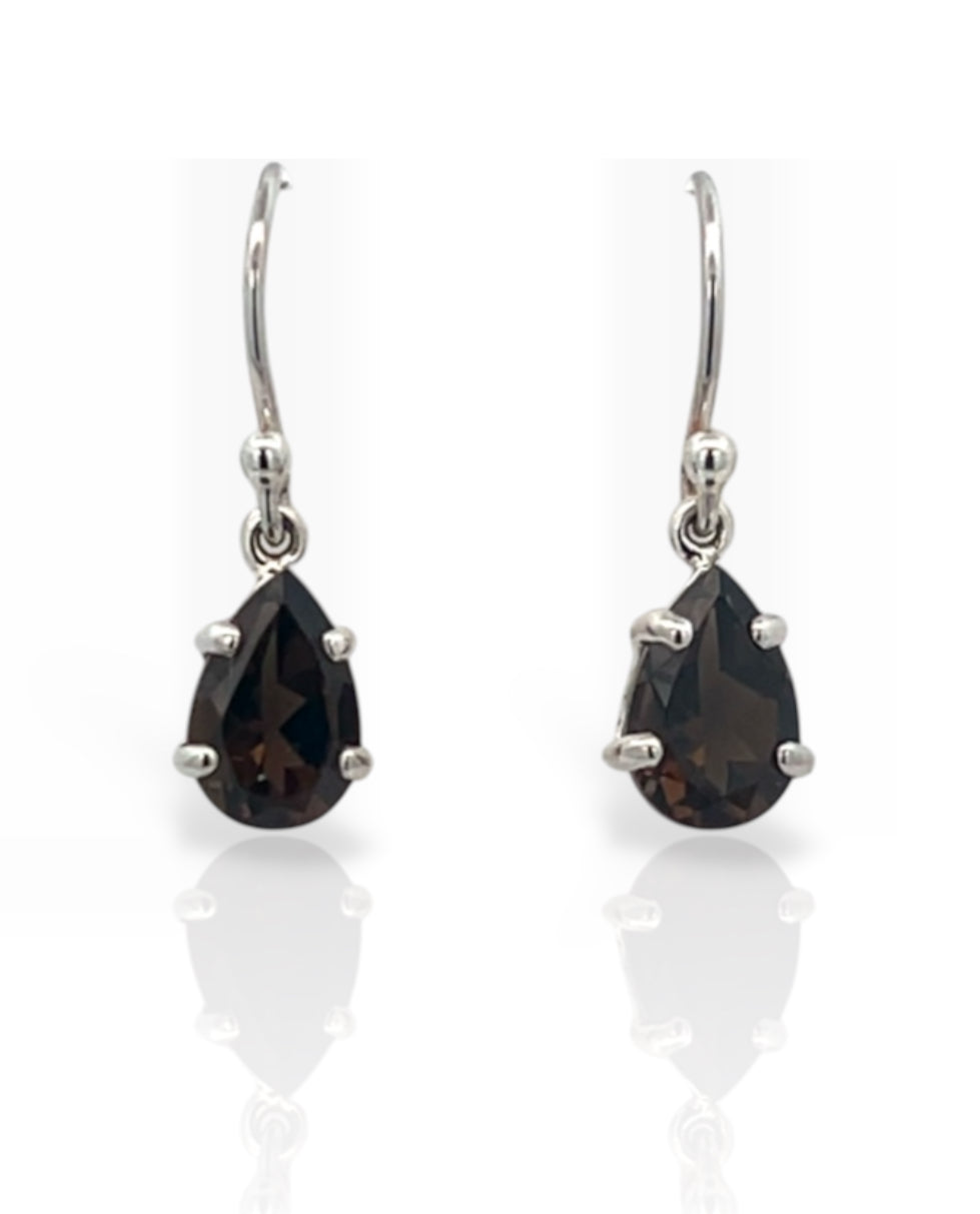 Smokey pear earrings