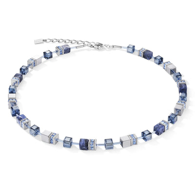 GEO CUBE HEMATITE & BLUE SODALITE NECKLACE