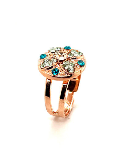 Teal & champagne crystal ring