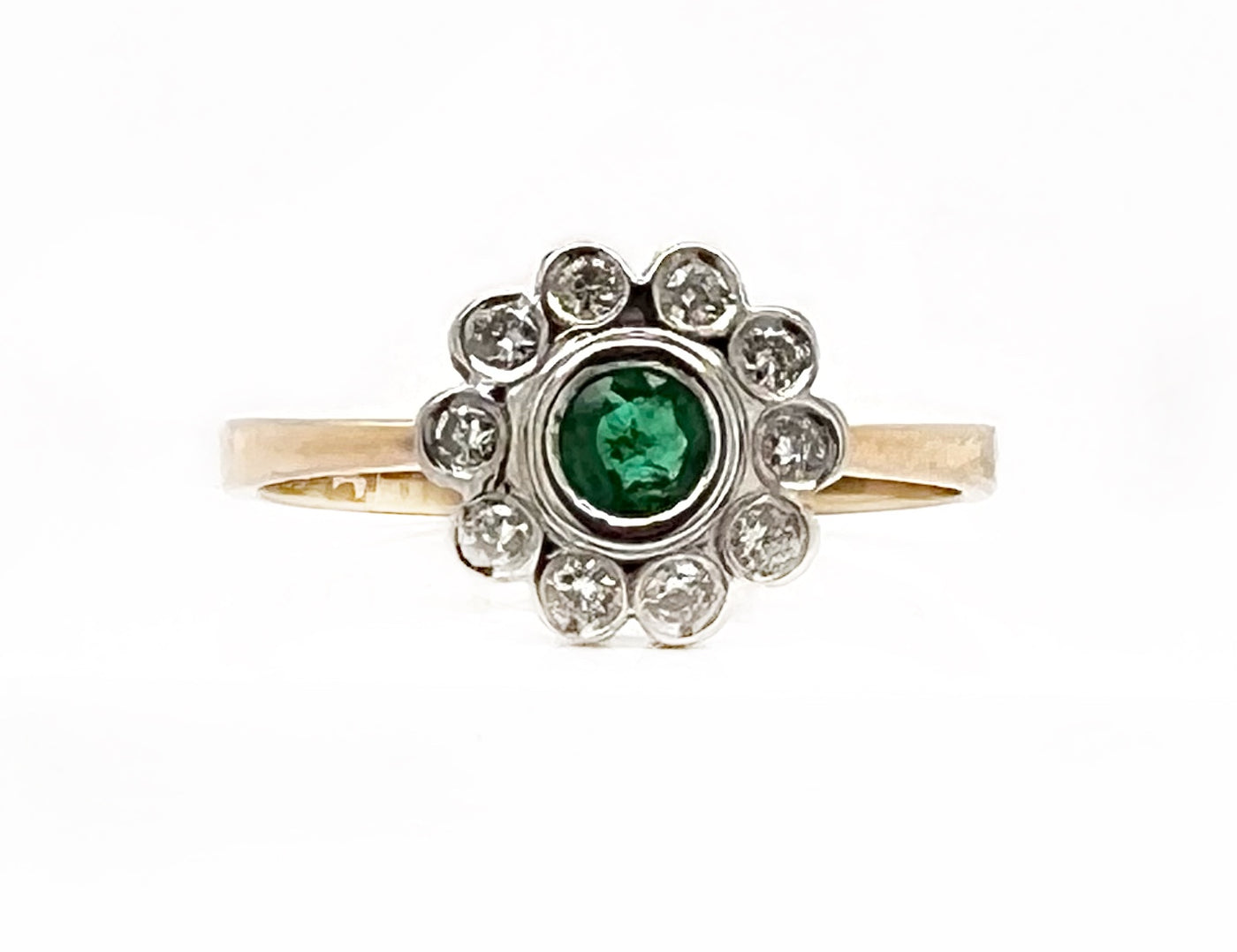 Emerald & Diamond Flower Ring