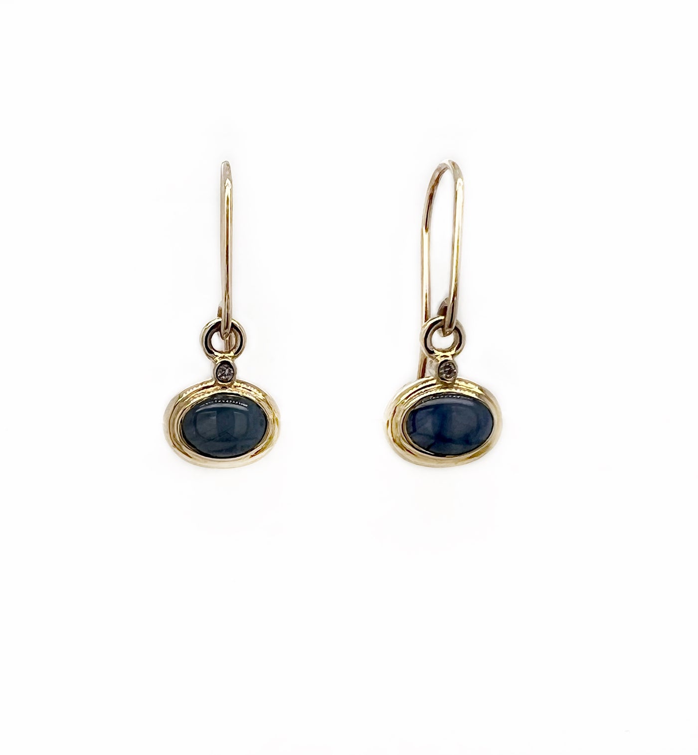 Bezel Star Sapphire Earrings