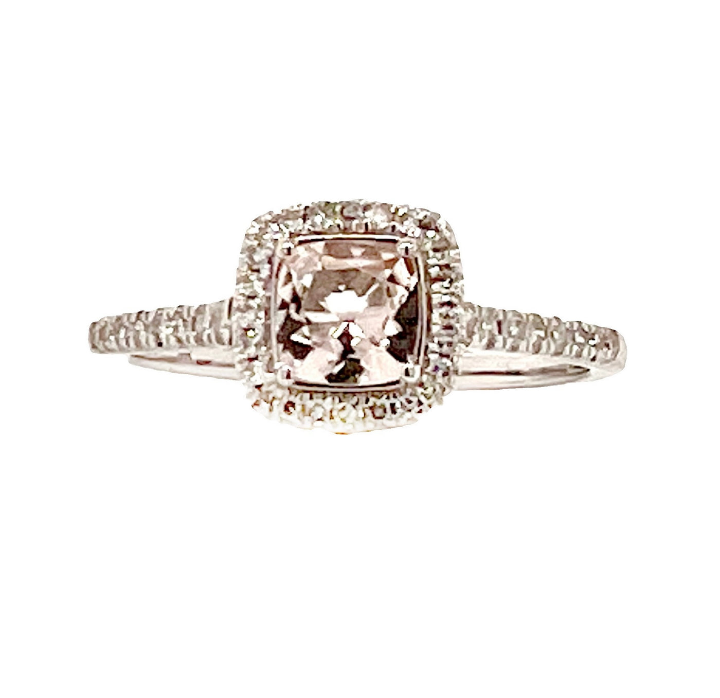 Morganite & Diamond Halo Ring