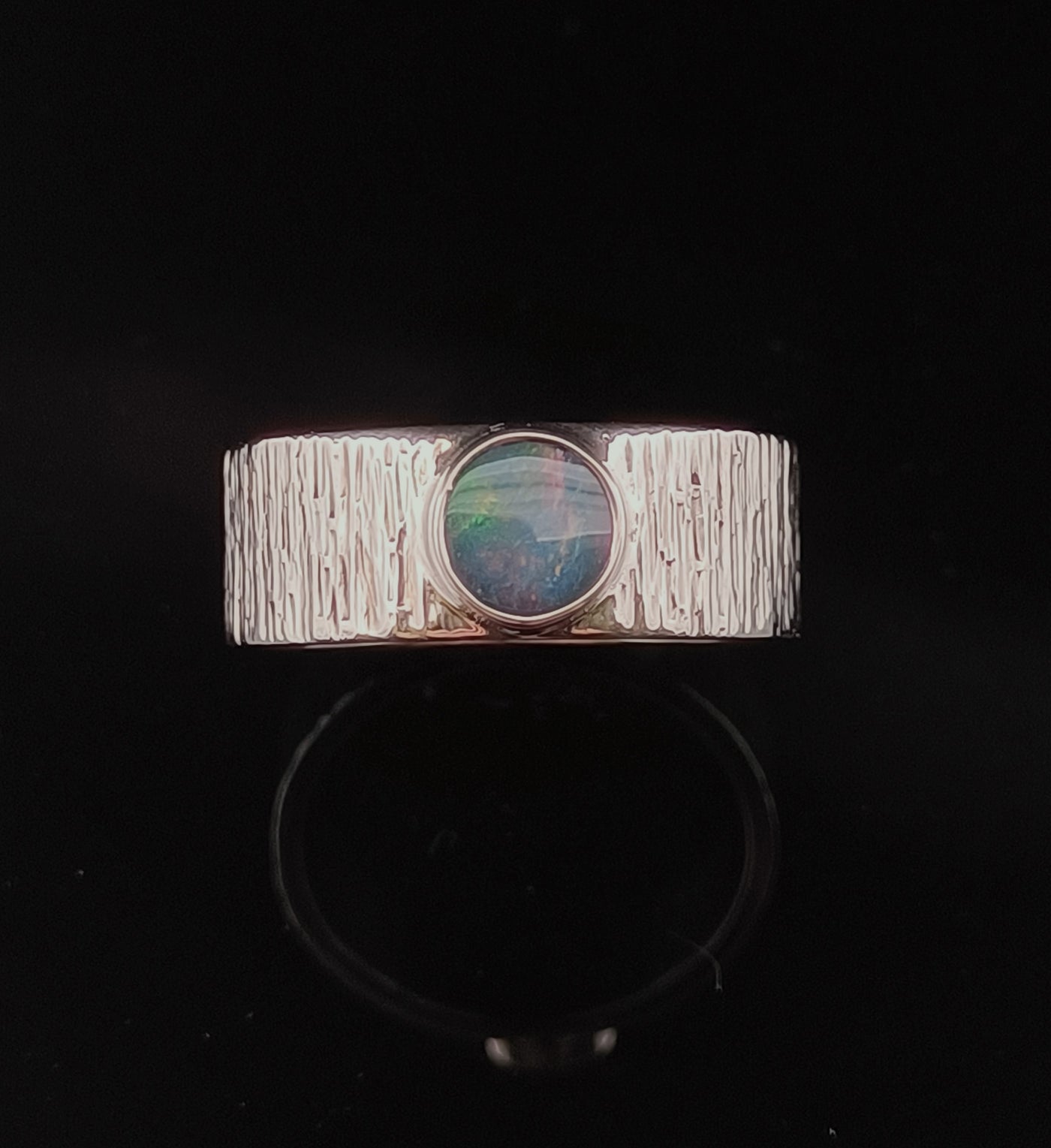 Textured Band Opal Ring