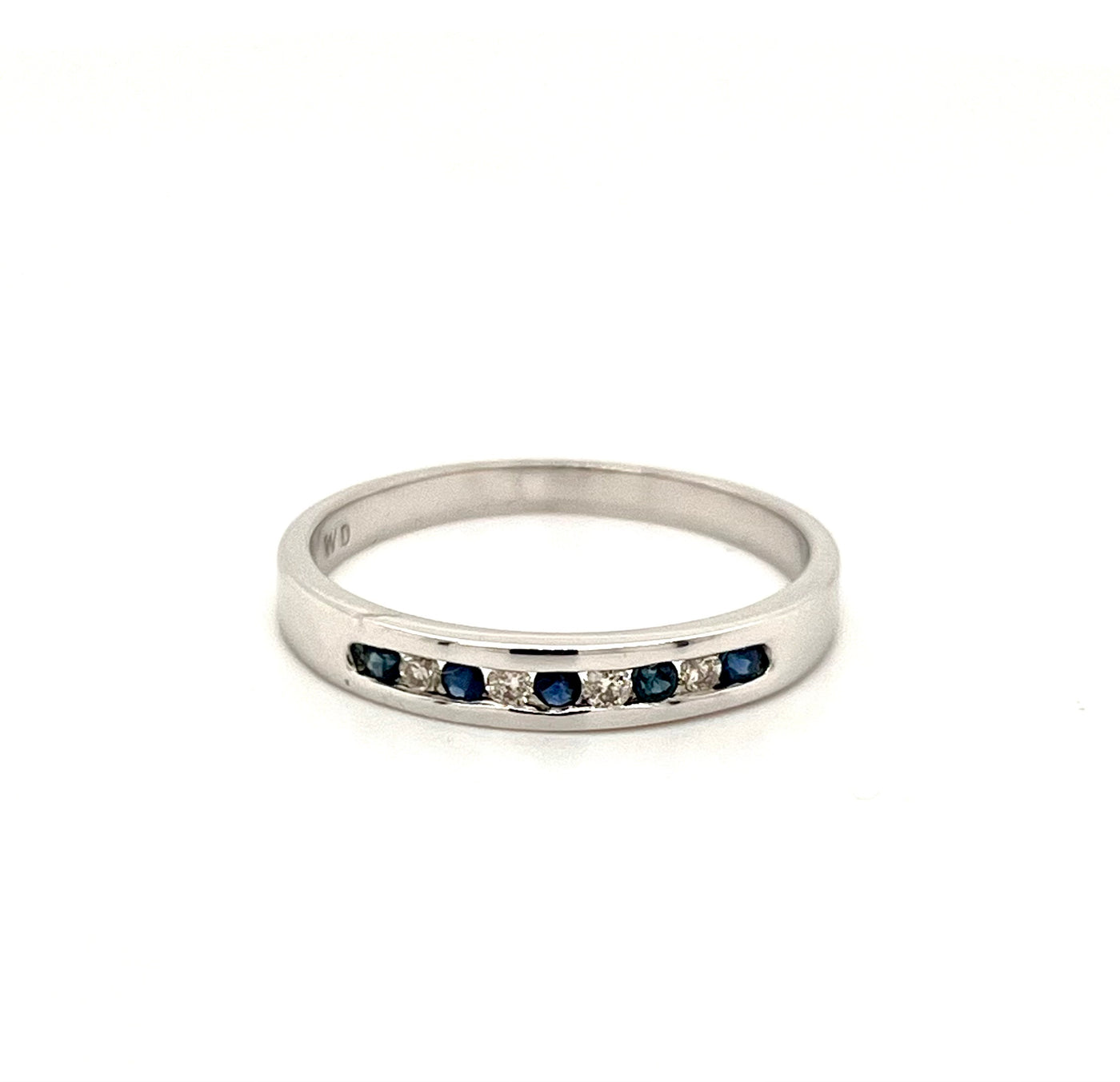 sapphire and diamond channel set band