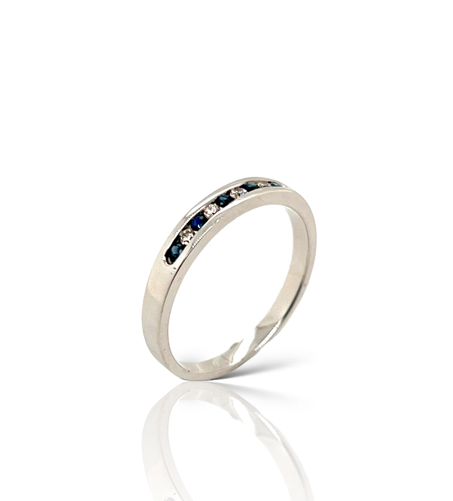 sapphire and diamond channel set band