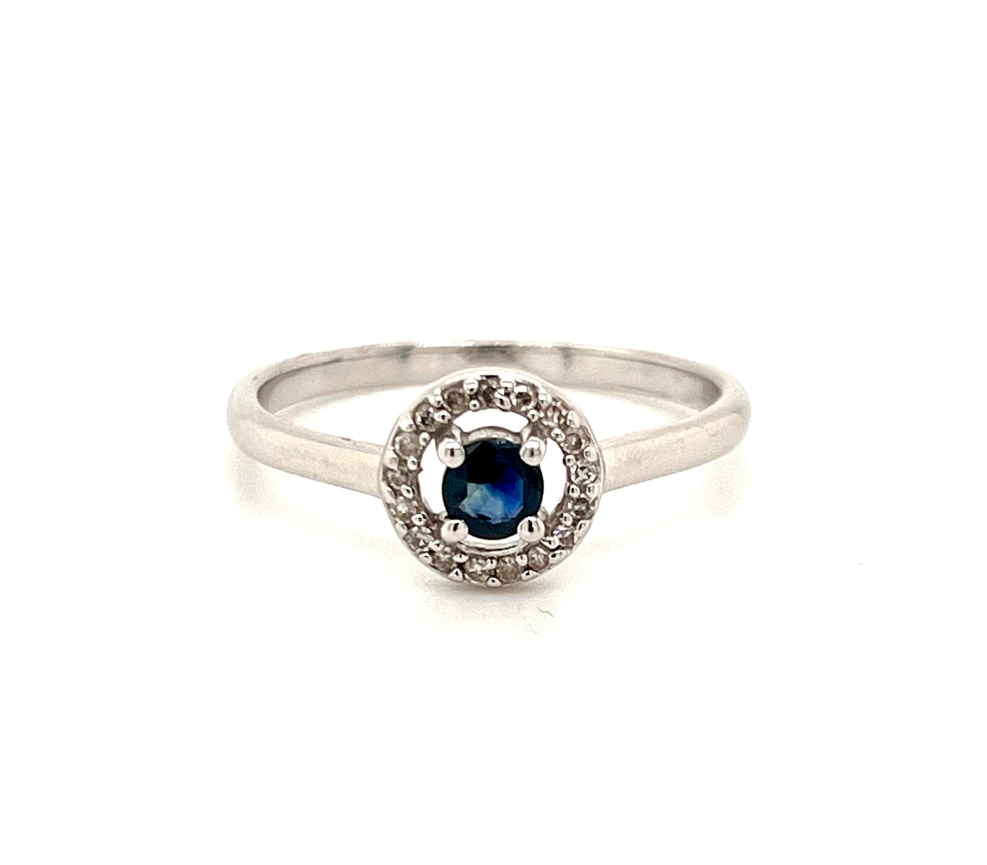 Sapphire & Diamond halo ring