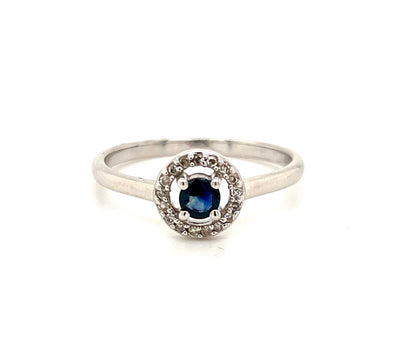 Sapphire & Diamond halo ring