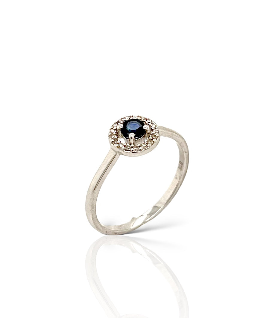 Sapphire & Diamond halo ring