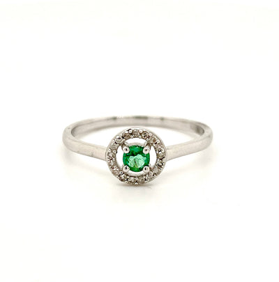 Emerald & Diamond Halo Ring