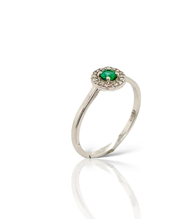 Emerald & Diamond Halo Ring