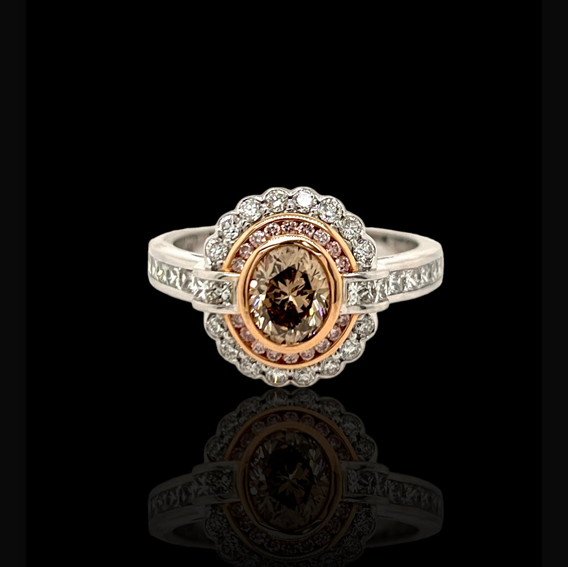 Cognac Brown and Pink Argyle Diamond Ring
