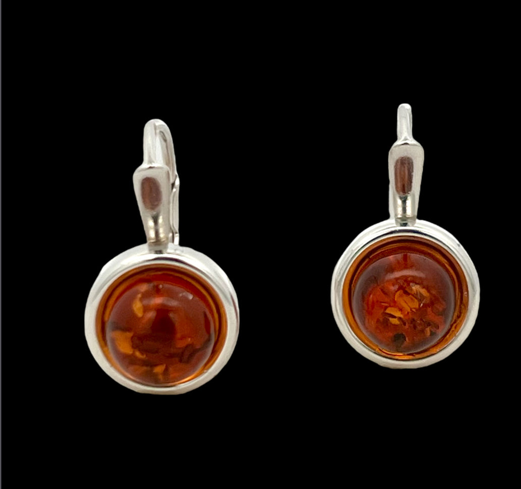 Round amber earrings