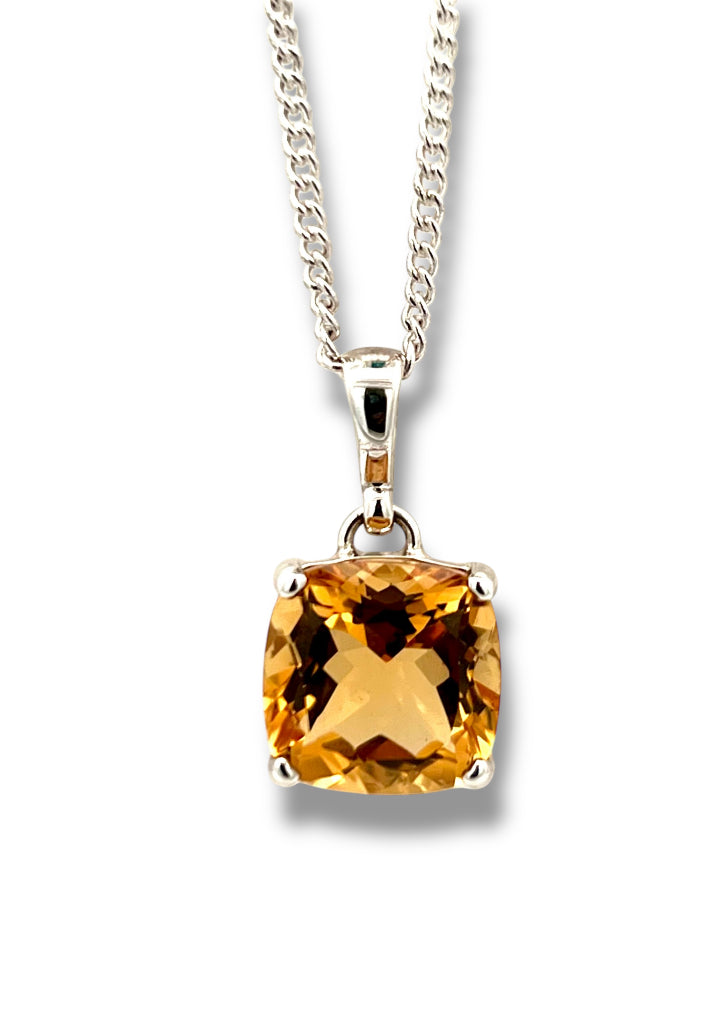 Cushion Cut Citrine Pendant