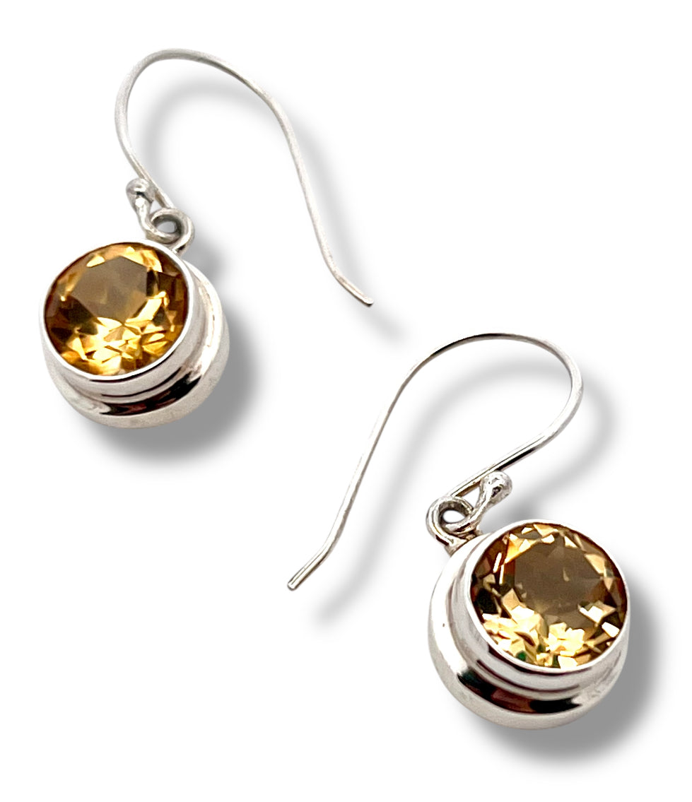 Round Citrine Earrings