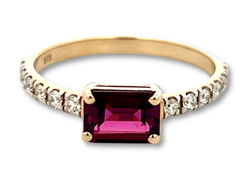 Emerald Cut Garnet Ring