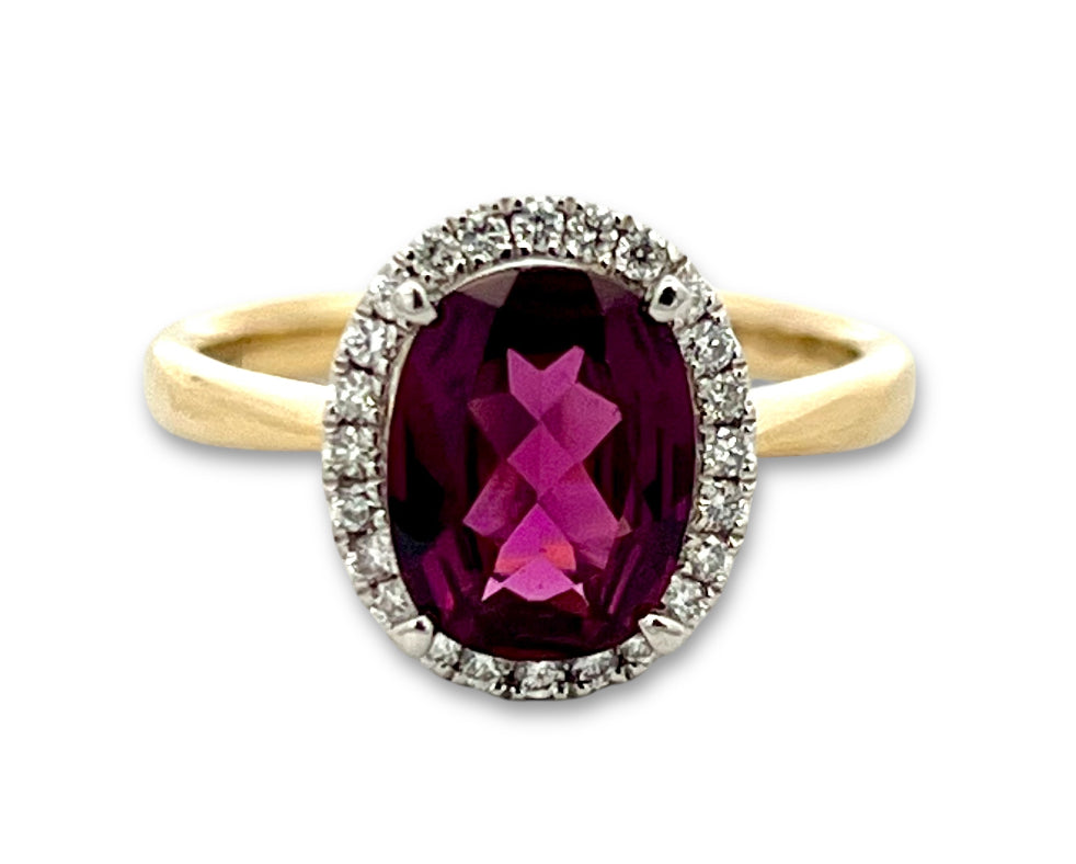 Rhodolite Garnet & Diamond ring