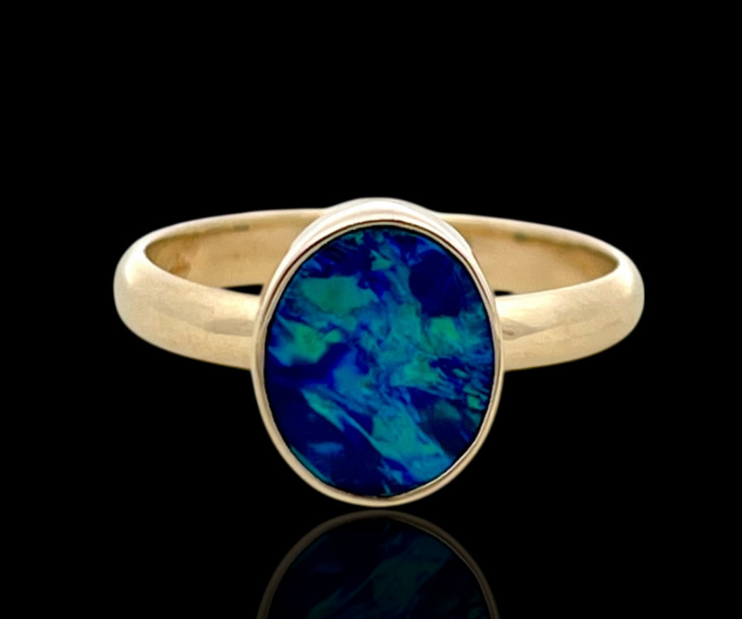 Lightening Ridge Doublet Opal Ring
