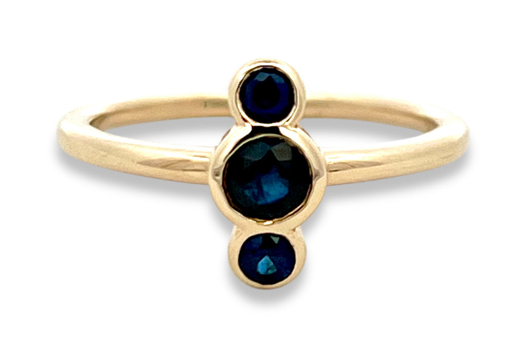 3 x bezel set sapphire ring