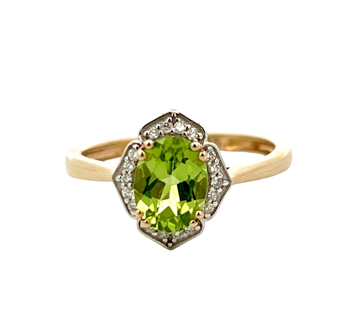 Oval Peridot and Diamond Ring