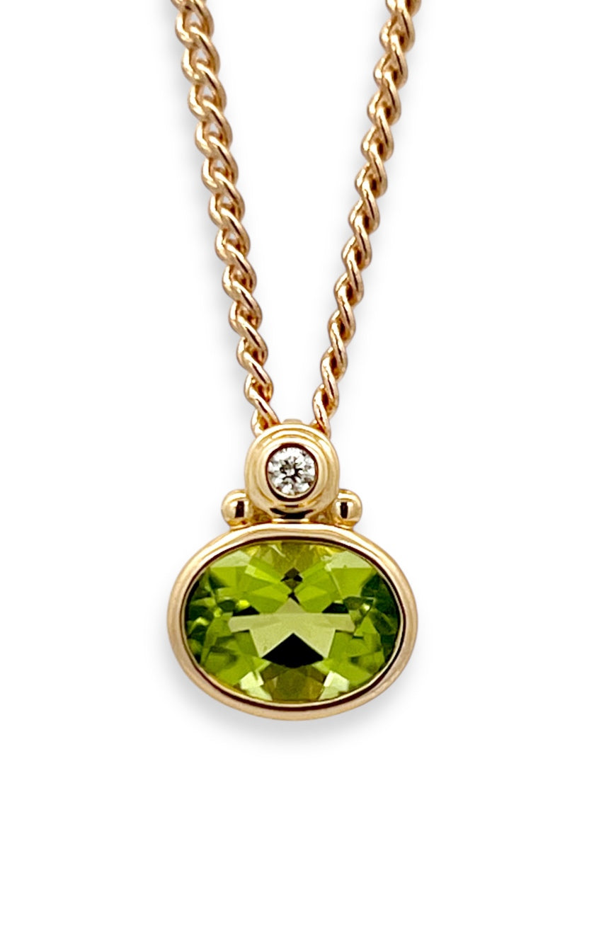 Peridot and Diamond Bezel Pendant