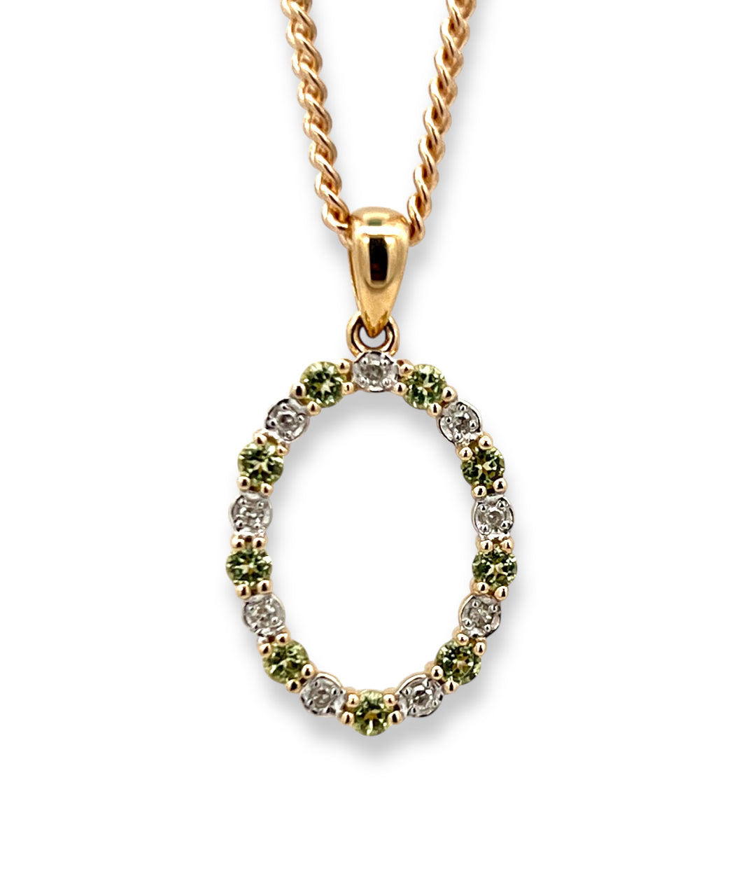 Open Oval Peridot & Diamond Ring