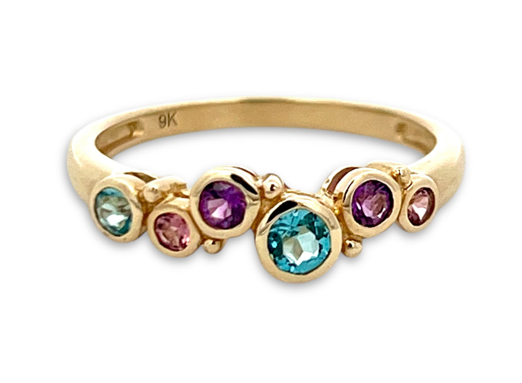Amethyst, Topaz Tourmaline Ring