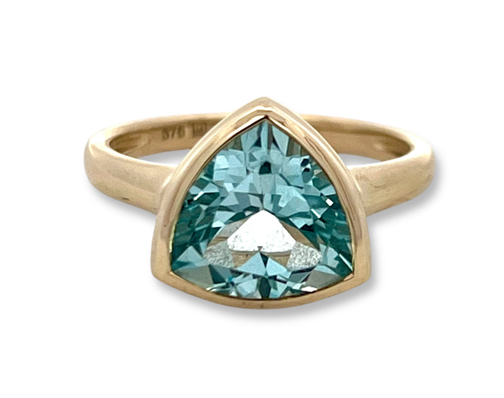 Trilliant bezel set topaz ring