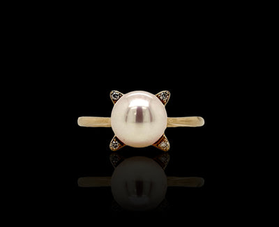 Freshwater Pearl & Diamond Ring