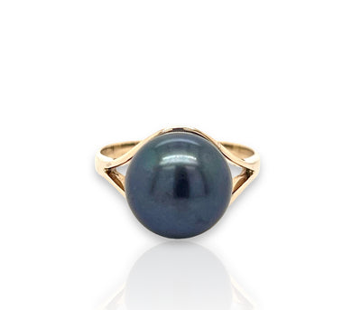 Black Freshwater Button Pearl Ring