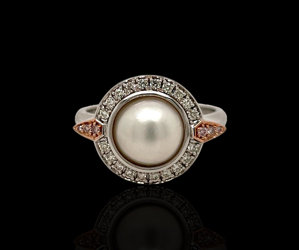 Mabe Pearl Pink Diamond Dress Ring