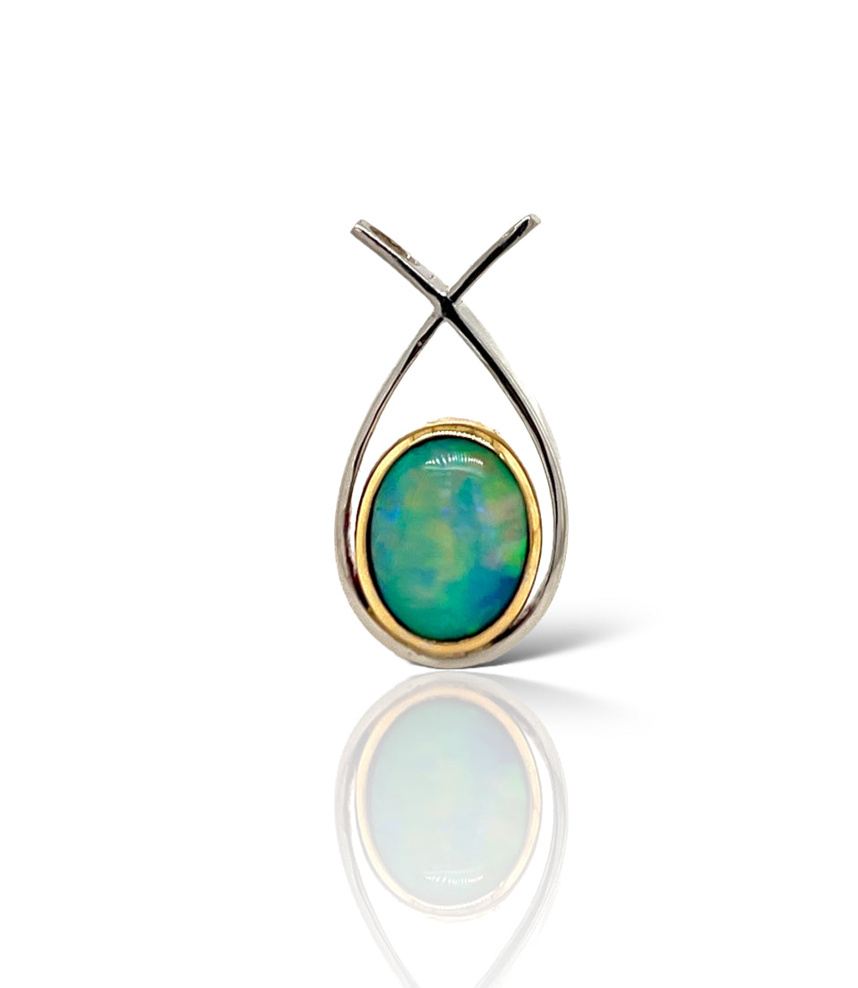 Cross Bail Opal Pendant