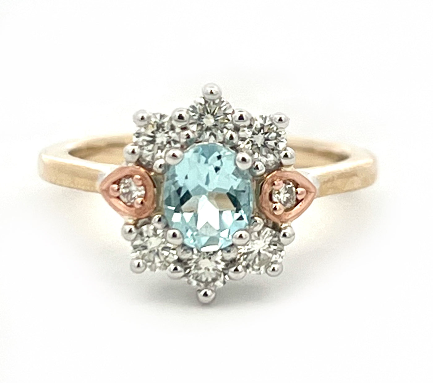 3-tone Aquamarine ring
