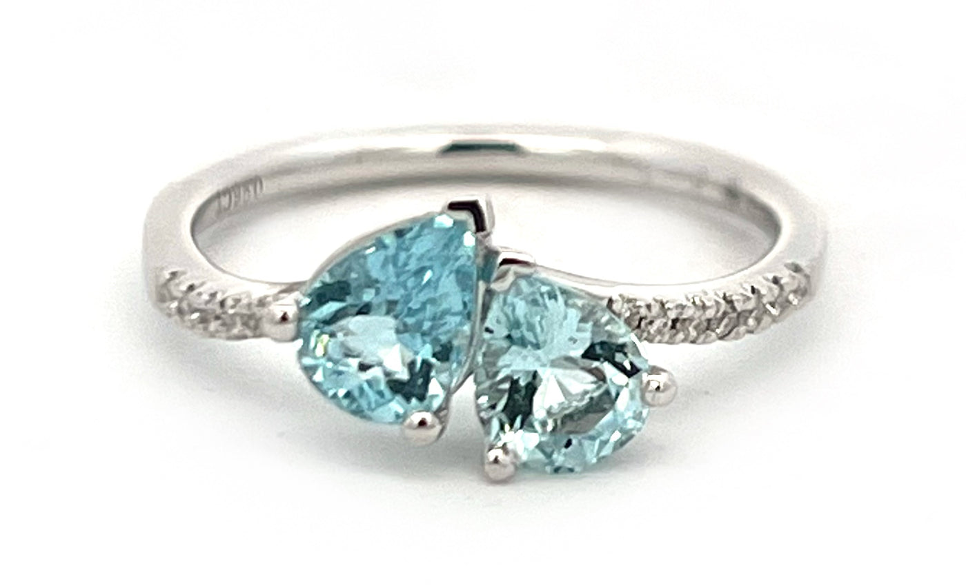 Double Pear Aquamarine Ring