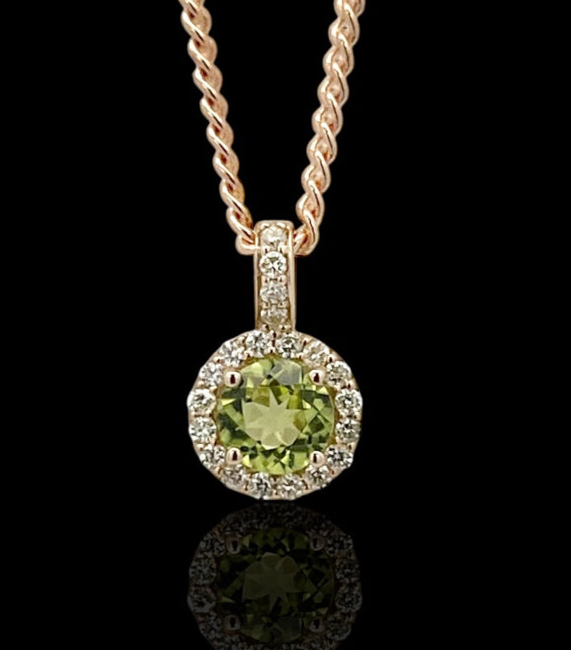 Peridot and diamond pendant