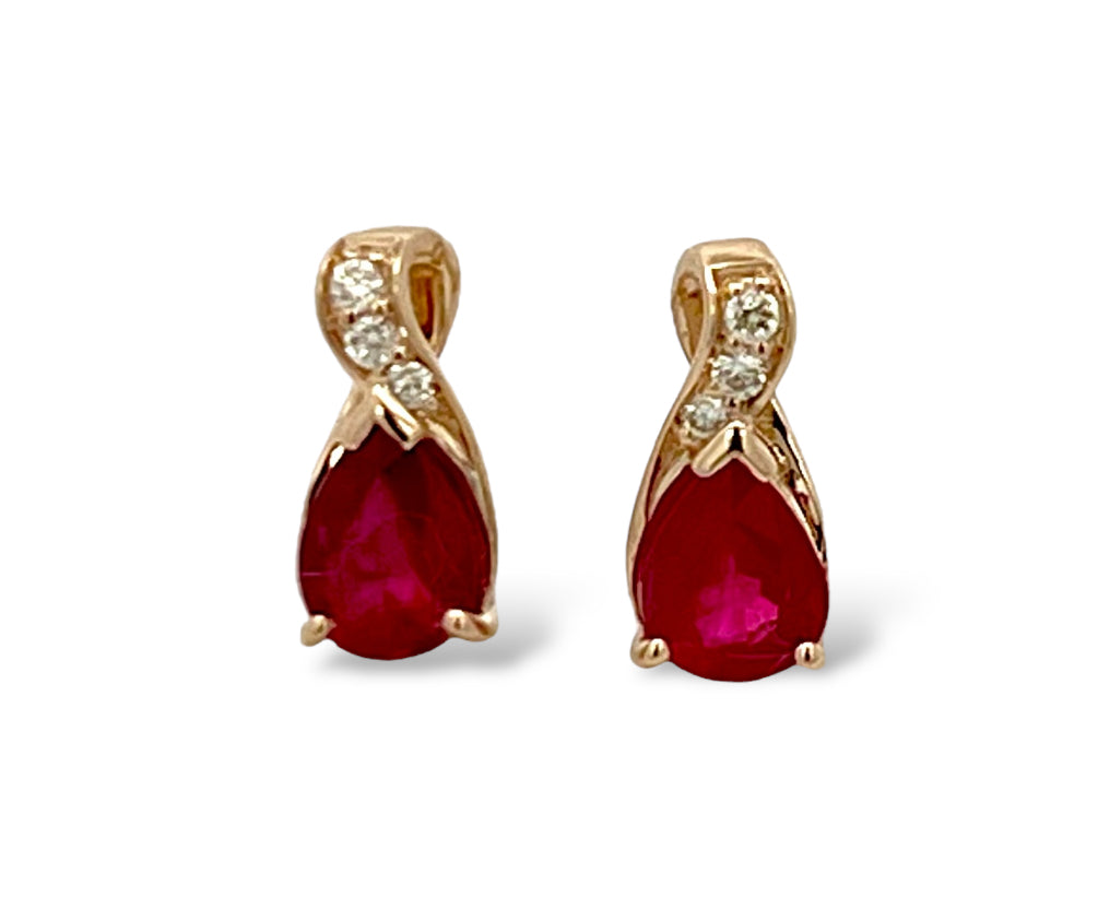 Natural Ruby Pear Studs
