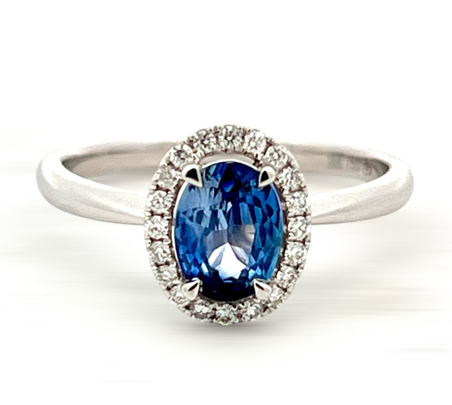 Ceylon Sapphire Halo ring