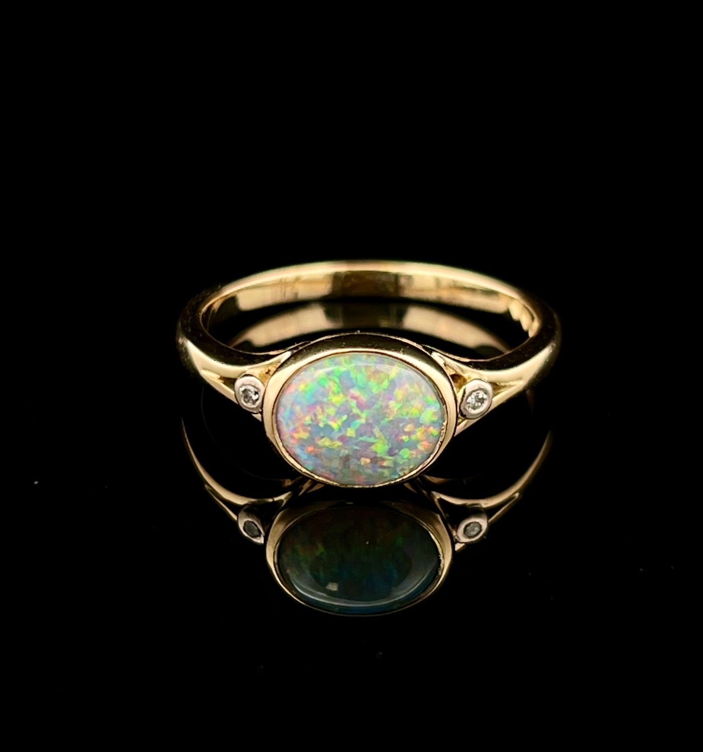 Semi Black Opal Ring