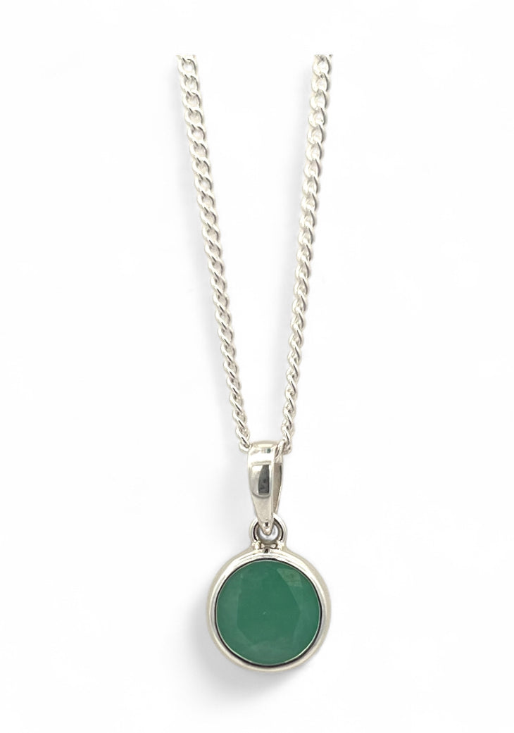 Sterling silver natural emerald pendant