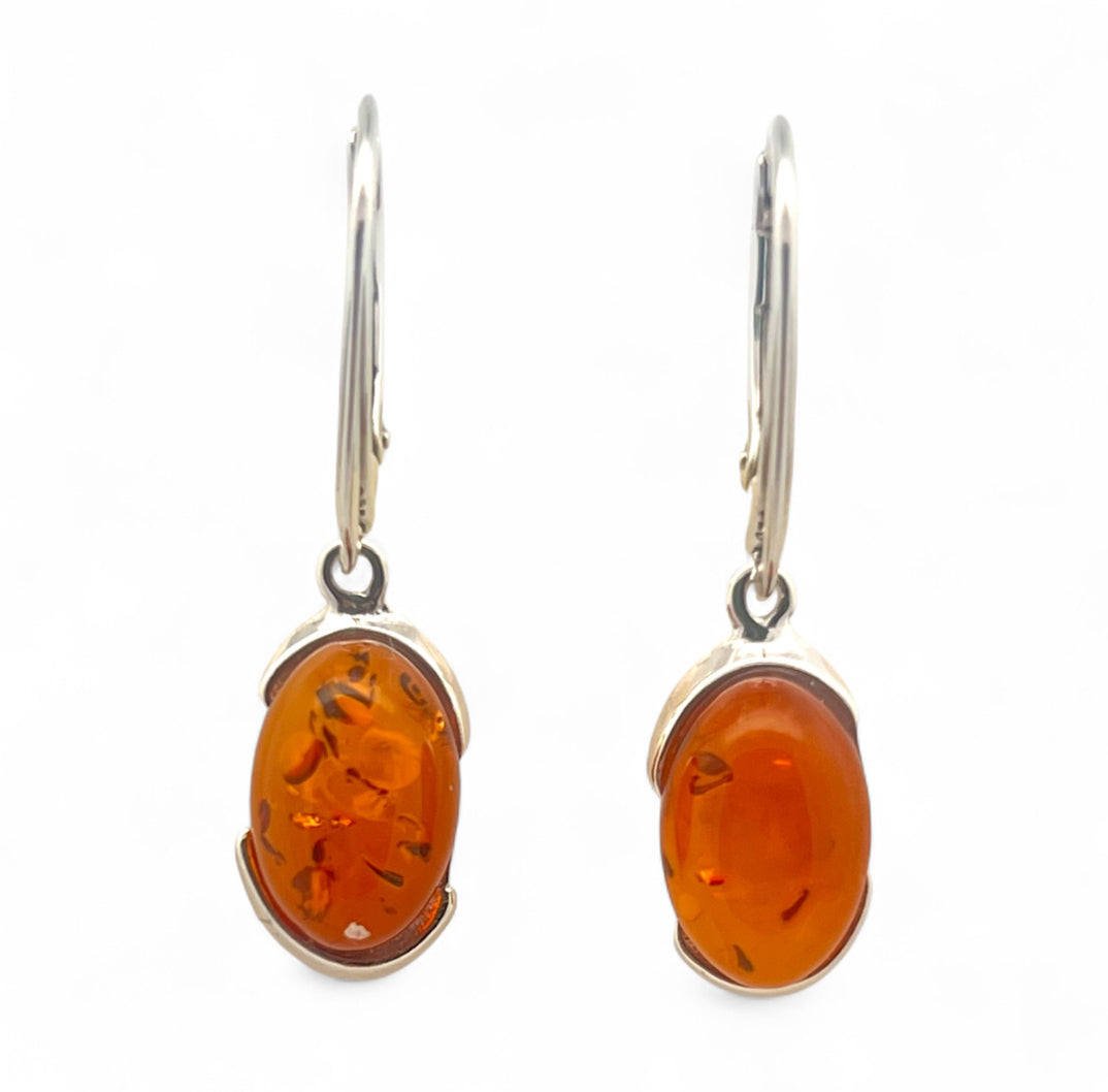 semi bezel set amber earrings