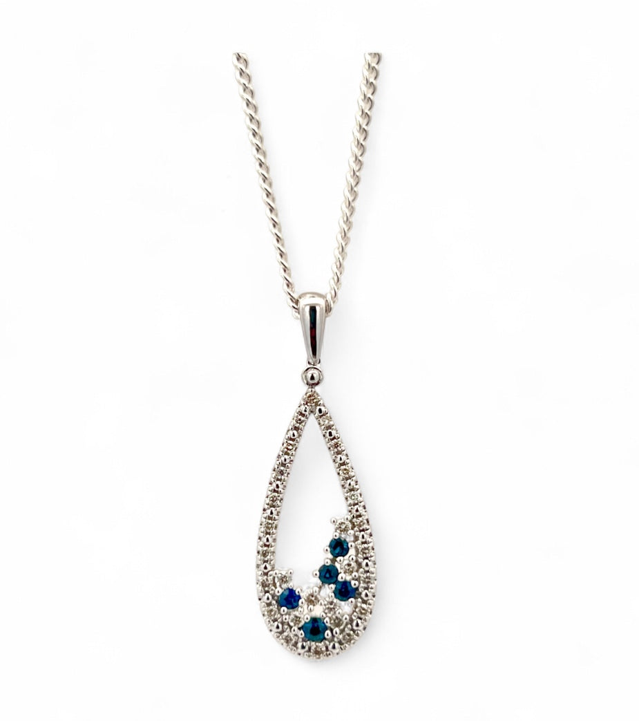 Sapphire tear drop pendant