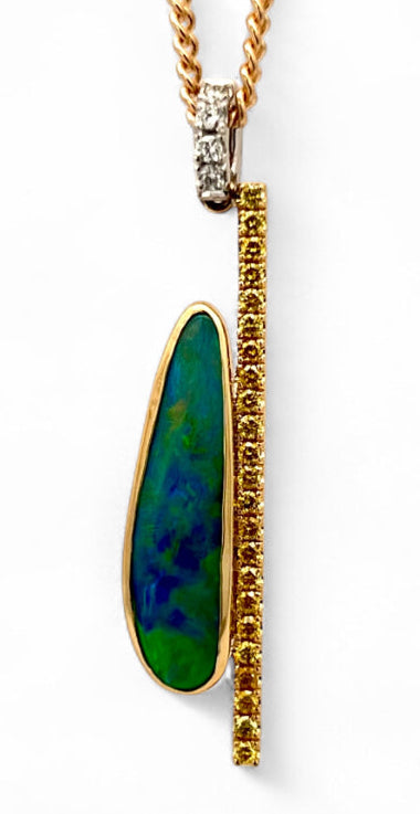 Ellendale opal and and diamond pendant
