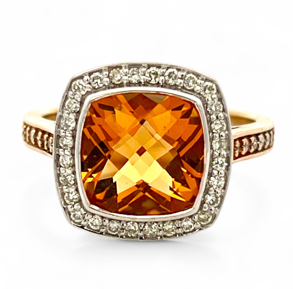 Cushion cut citrine ring