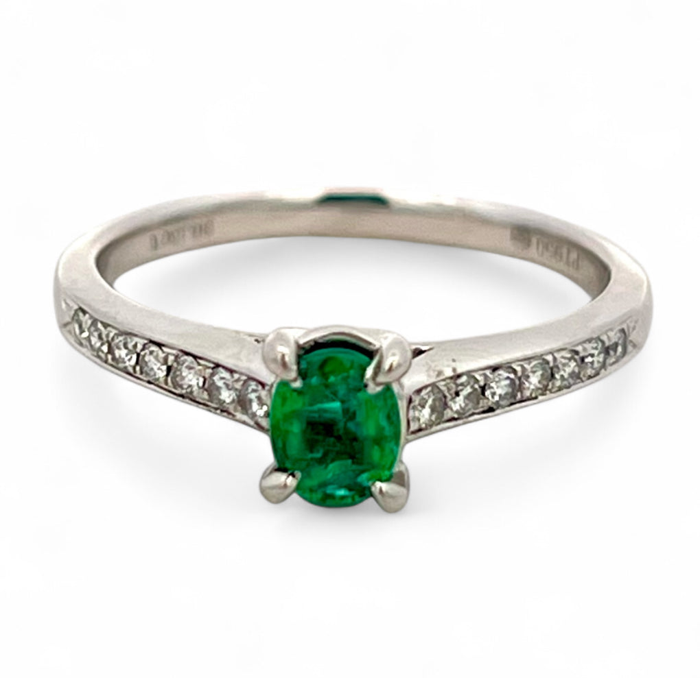 Emerald & Diamond Platinum Ring
