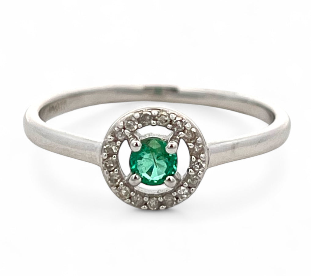 Emerald & Diamond Halo Ring