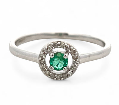 Emerald & Diamond Halo Ring
