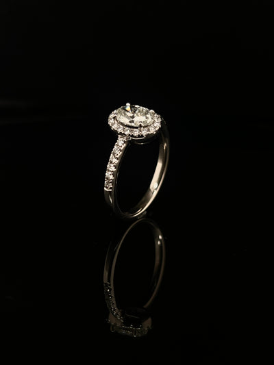 Oval Engagement Ring with Round Diamond Halo