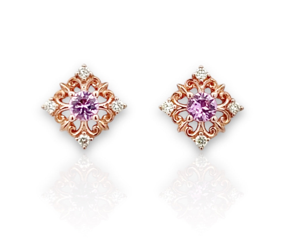 Pink Sapphire Rose Gold Earrings