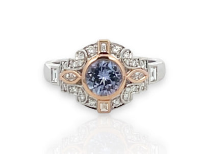 Tanzanite rose gold and white gold ring