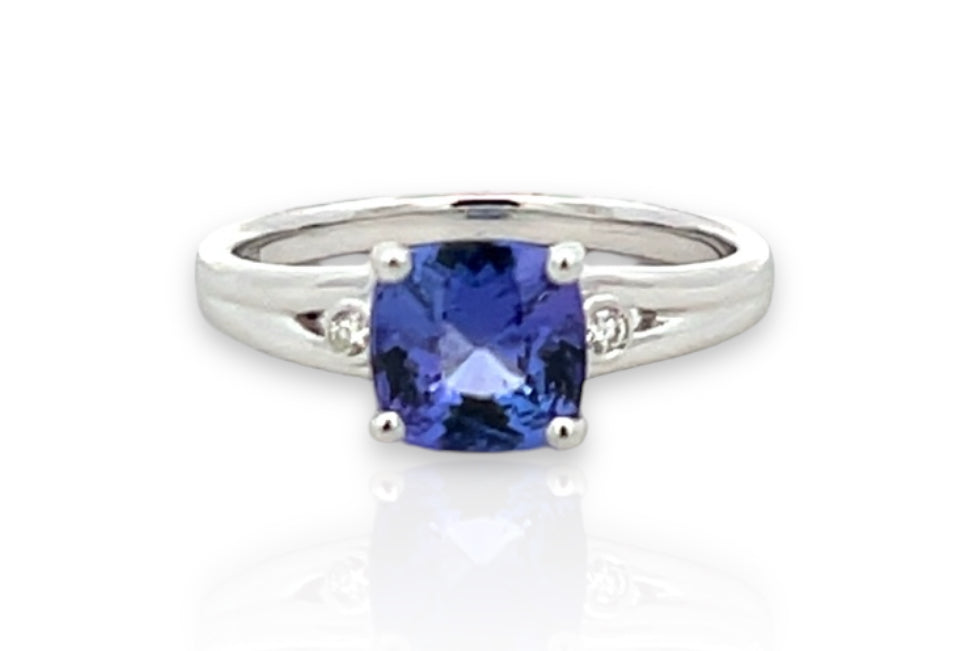 Tanzanite Cushion Ring